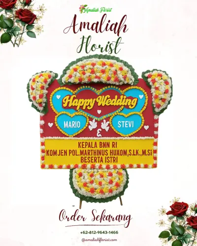 Karangan Papan Bunga Pernikahan di Payo Selincah